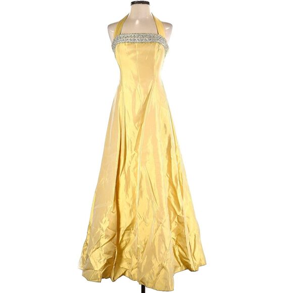 Vintage 90s Zum Zum Prom Dress Gold Brocade Gown Princess Formal Size 3 - Picture 2 of 13